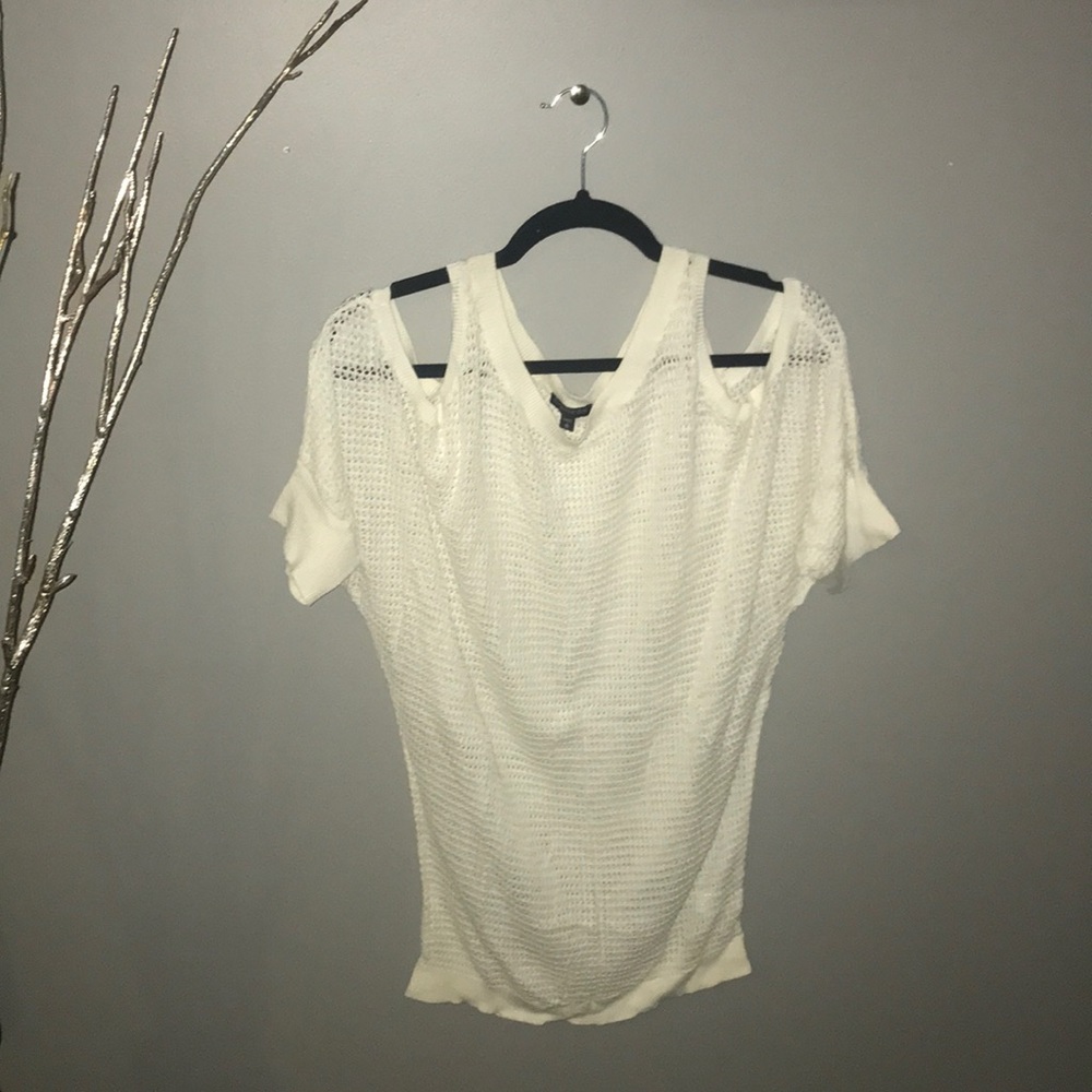 Short sleeve cold shoulder sweater